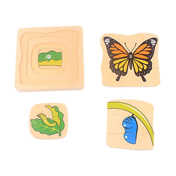 Montessori Life Cycle Layered Puzzle Wooden Biology Toy 