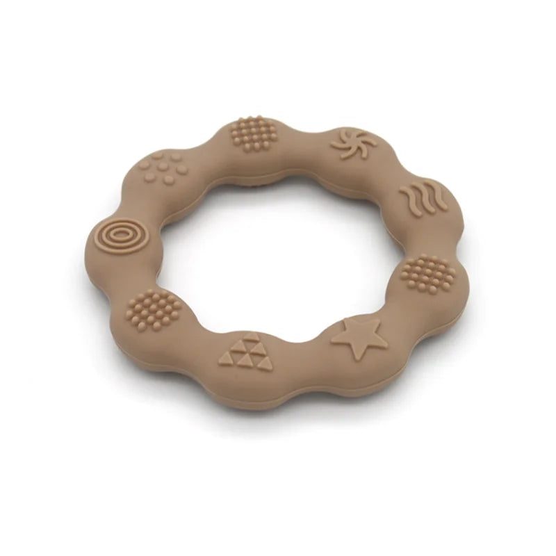 Taupe wavy silicone teething ring