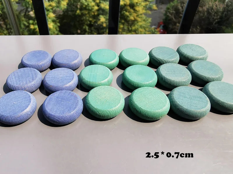 Montessori Rainbow & Natural Wood Loose Parts and Sorting Box