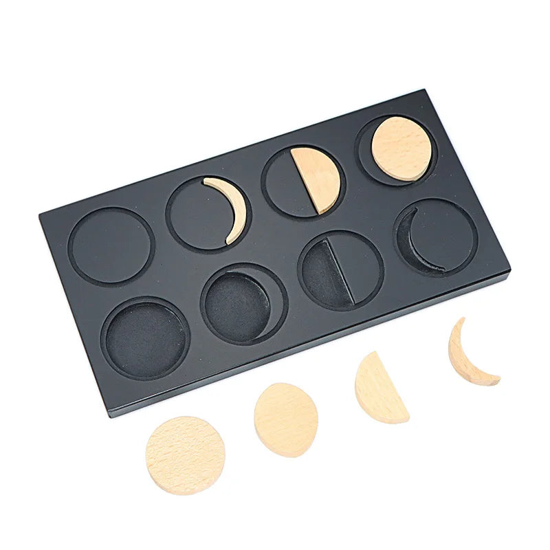 Montessori Moon Phases Puzzle Wooden Lunar Cycle Science Toy
