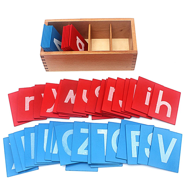 Montessori Sandpaper Letters Uppercase and Lowercase with Wooden Box