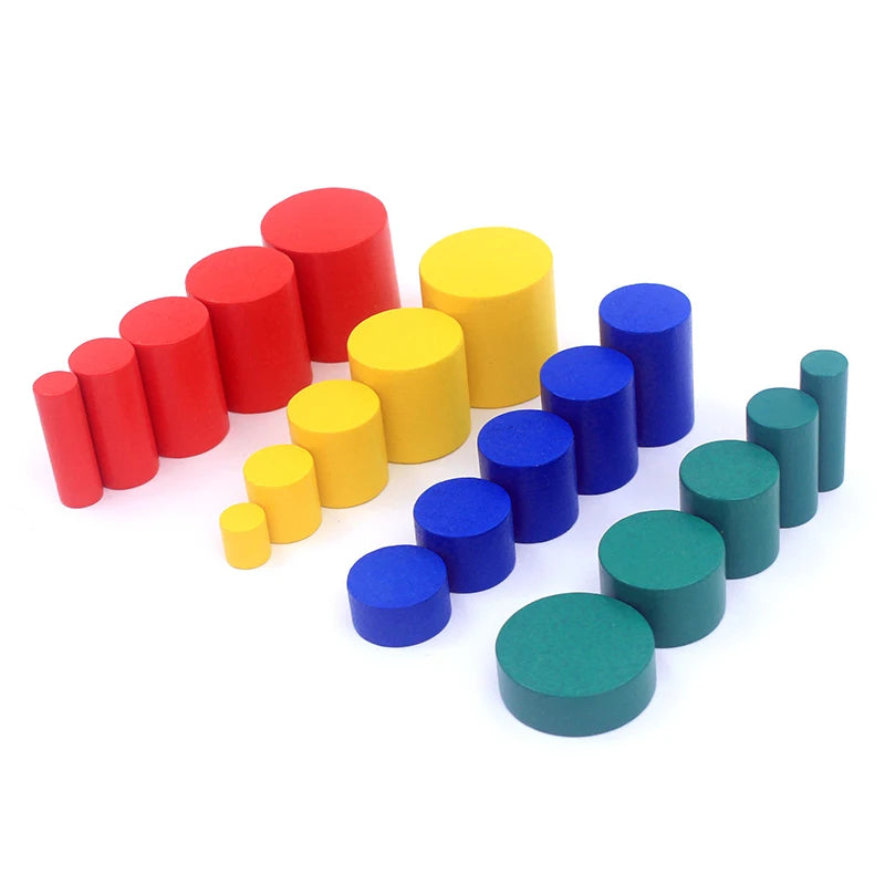 Red, yellow, blue and green knobless cylinders