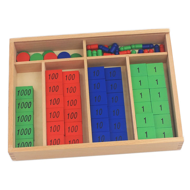 Montessori Stamp Game Wooden Math Toy for Place Value and Operations