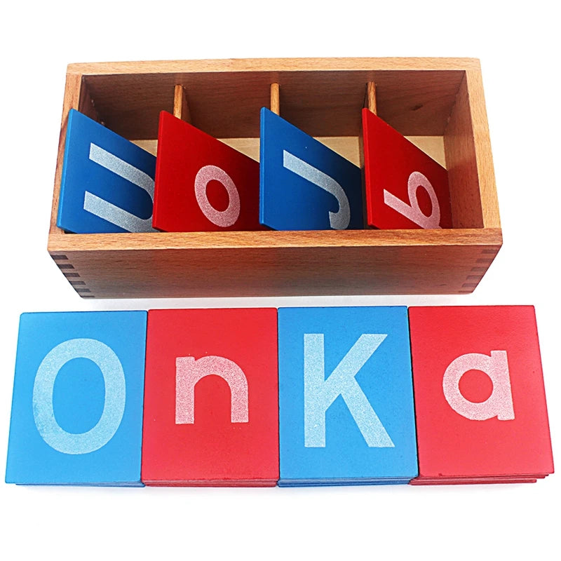 Montessori Sandpaper Letters Uppercase and Lowercase with Wooden Box