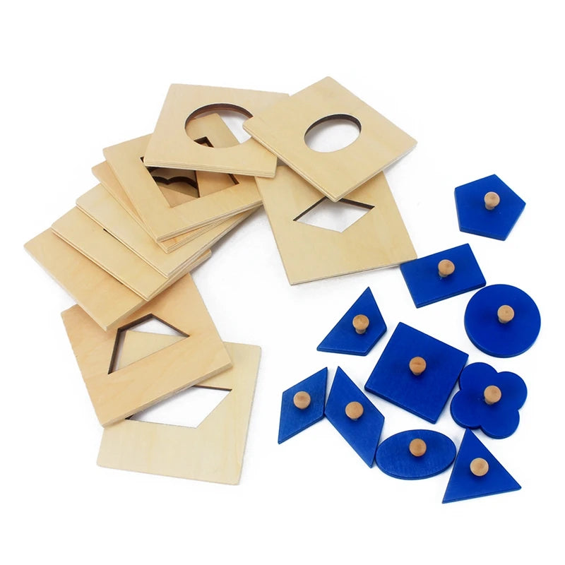 Montessori Geometric Shape Insets Set of 10 Sensorial Toy