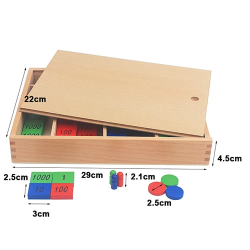 Montessori Stamp Game Wooden Math Toy for Place Value and Operations