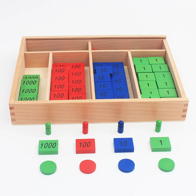 Montessori Stamp Game Wooden Math Toy for Place Value and Operations