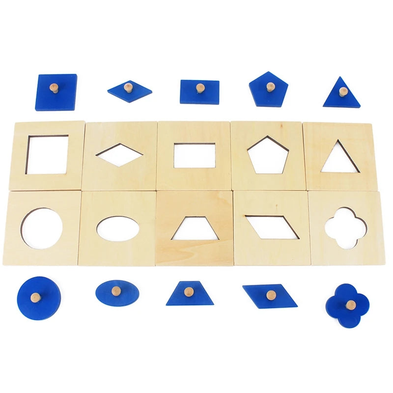 Montessori Geometric Shape Insets Set of 10 Sensorial Toy