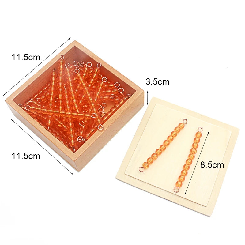 Wooden box 11.5 x 11.5 x 3.5cm with 8.5cm ten bars