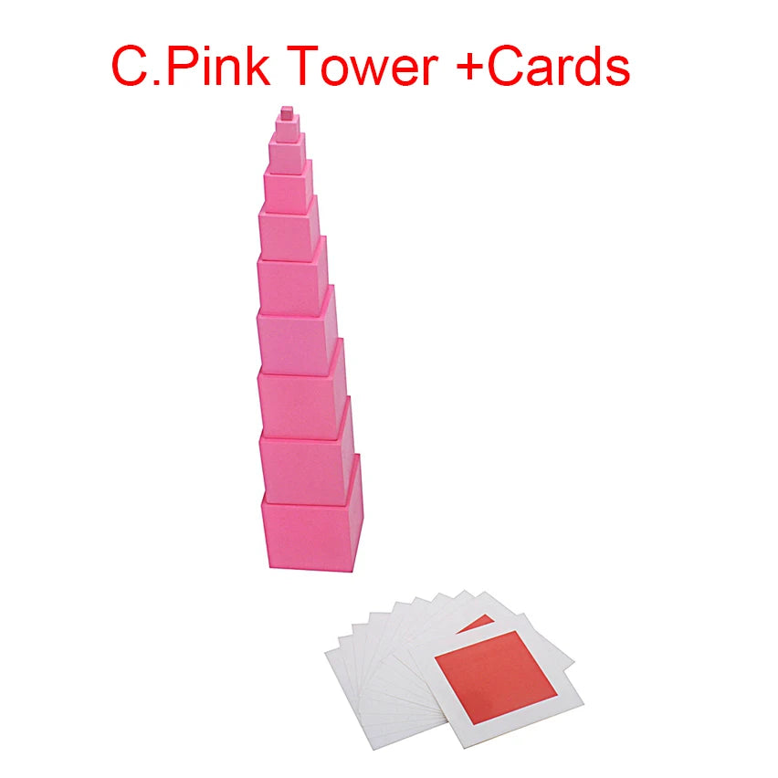Montessori Pink Tower with Number Cards