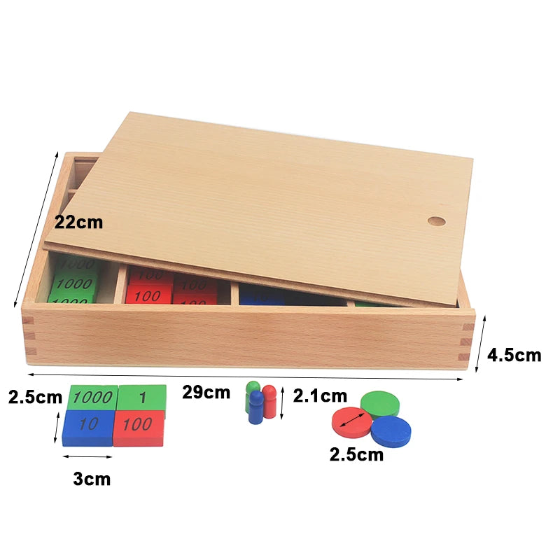 Montessori Stamp Game Wooden Math Toy for Place Value and Operations