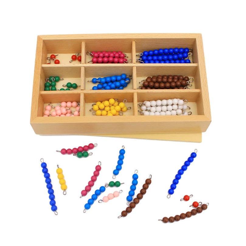 Colored bead bars box with bead bars spread out