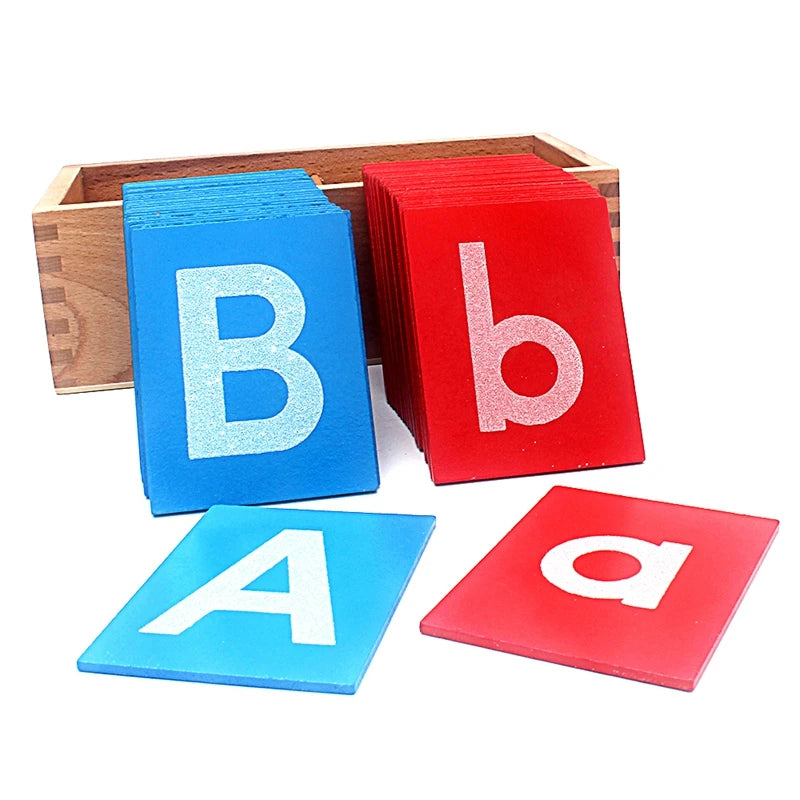 Montessori Sandpaper Letters Uppercase and Lowercase with Wooden Box