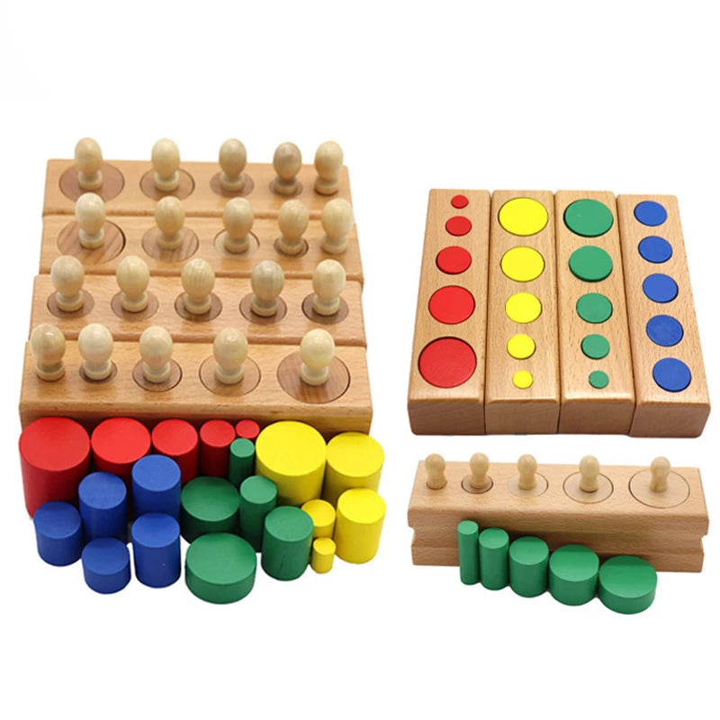 Complete set of knobbed cylinder blocks and colored knobless cylinders