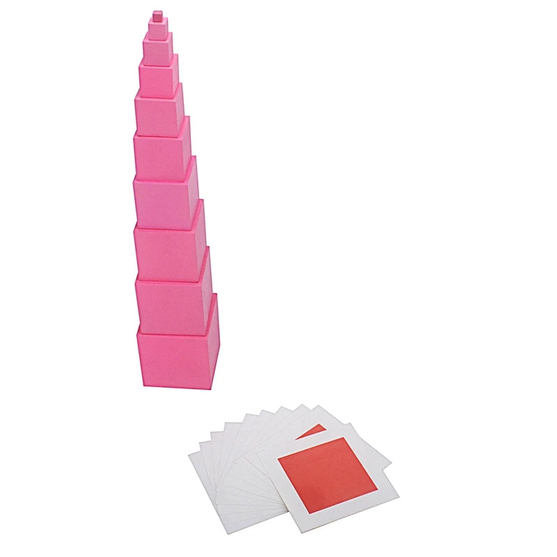 Montessori Pink Tower with Number Cards