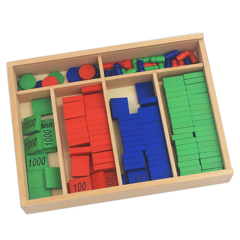 Montessori Stamp Game Wooden Math Toy for Place Value and Operations