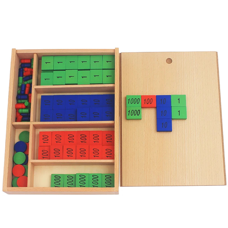 Montessori Stamp Game Wooden Math Toy for Place Value and Operations