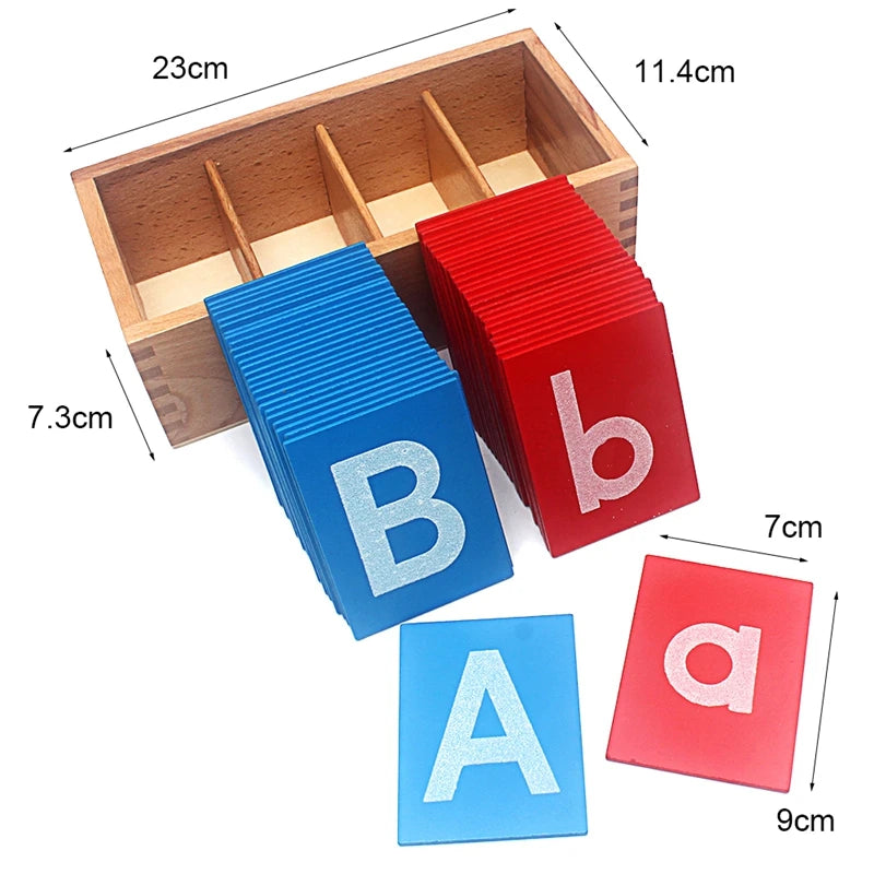 Montessori Sandpaper Letters Uppercase and Lowercase with Wooden Box