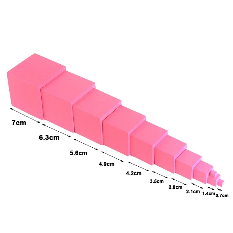 Montessori Pink Tower with Number Cards