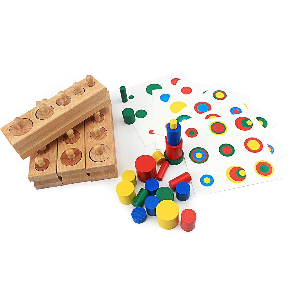 Knobbed cylinder blocks with knobless cylinders and pattern cards