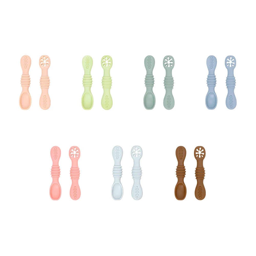 All nine colors of the bendable silicone spoon set