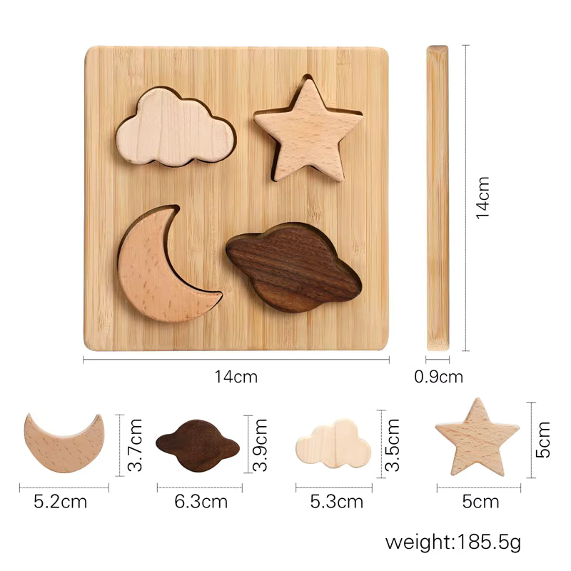 Montessori Wooden Moon and Stars Puzzle