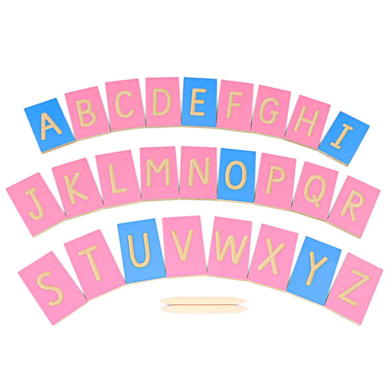 Montessori Movable Alphabet Wooden Letter Tiles with Storage Box