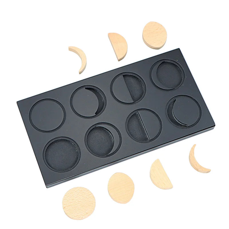 Montessori Moon Phases Puzzle Wooden Lunar Cycle Science Toy