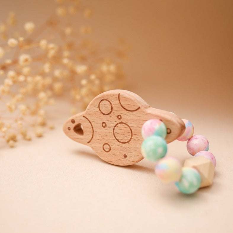 1pcs Wood and Silicone Beads Teether