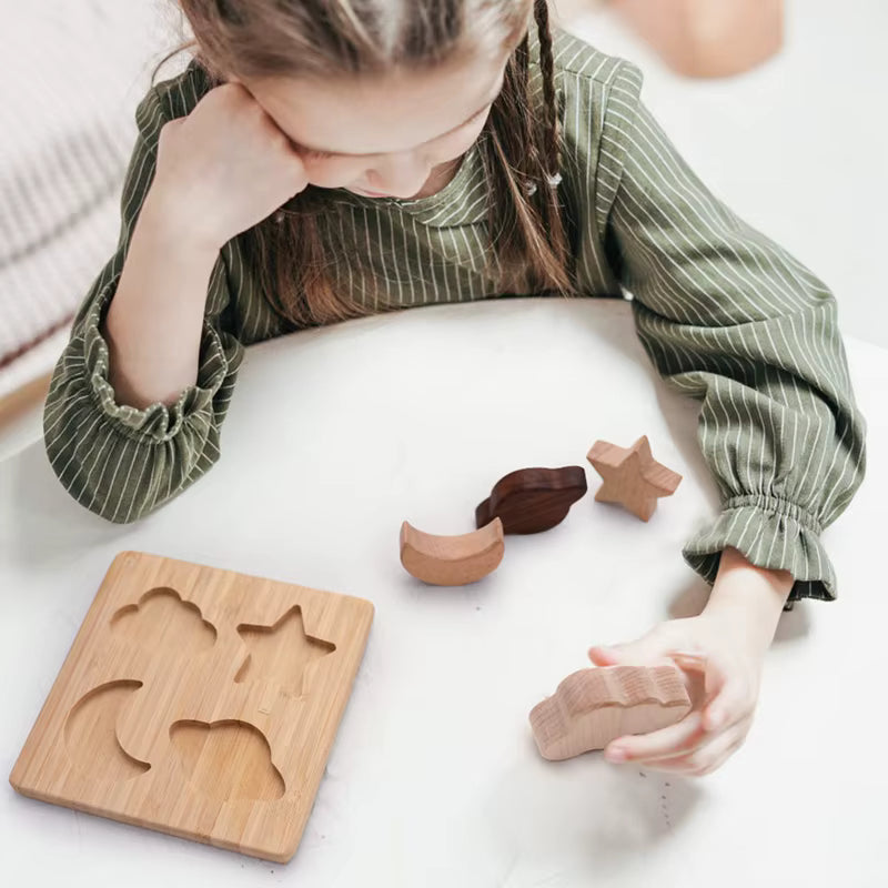 Montessori Wooden Moon and Stars Puzzle