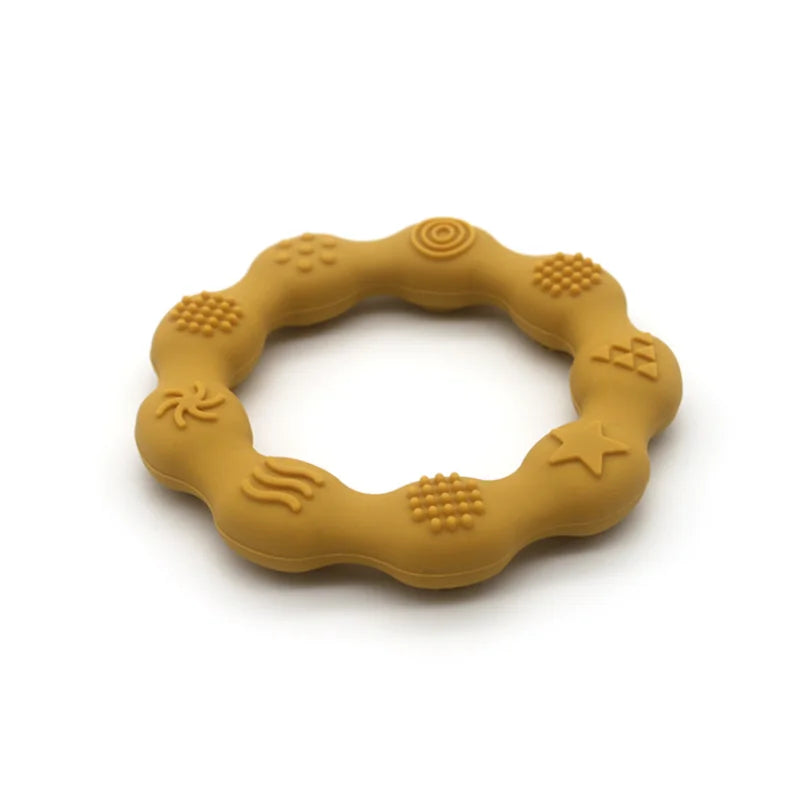 Mustard wavy silicone teething ring