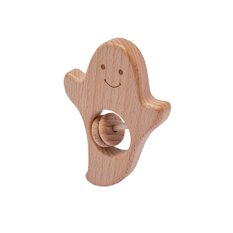 5Pcs Montessori Halloween Wooden Baby Teethers
