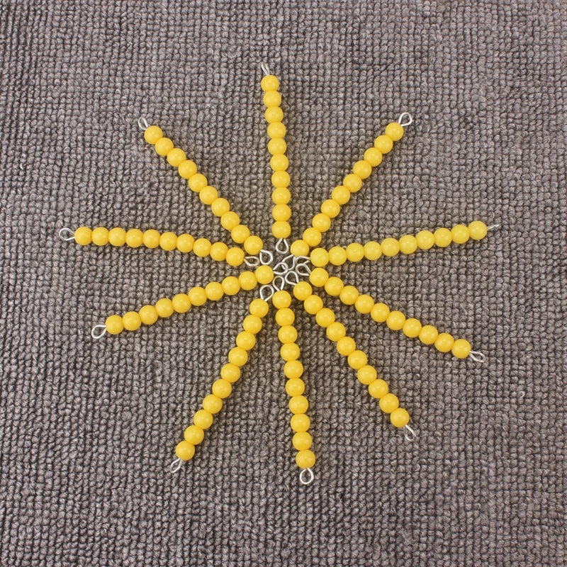 Ten yellow bead bars arranged in a star
