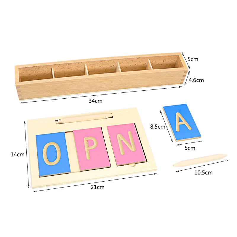 Montessori Movable Alphabet Wooden Letter Tiles with Storage Box