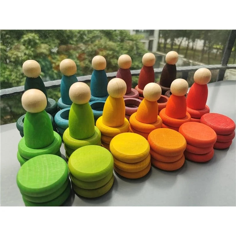 Wooden Stacking Coins, Rings & Peg Dolls