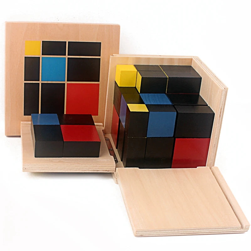 Montessori Binomial and Trinomial Cube Wooden Math Material