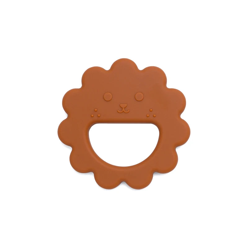 Rust sunflower face silicone teether