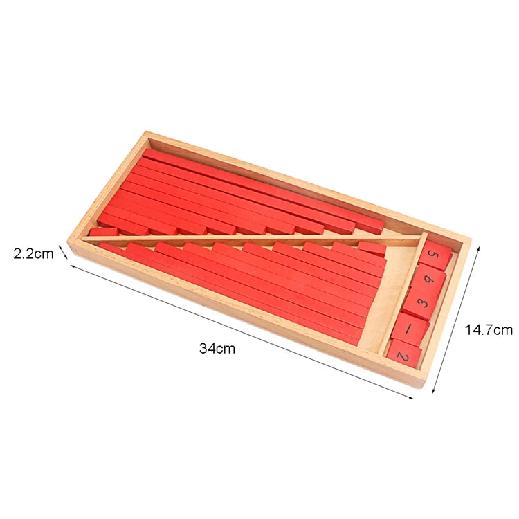 Montessori Red and Blue Rods Wooden Math Material Ages 3 and Up