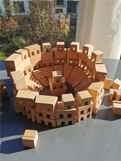 Montessori Wooden Church and Colosseum Building Blocks
