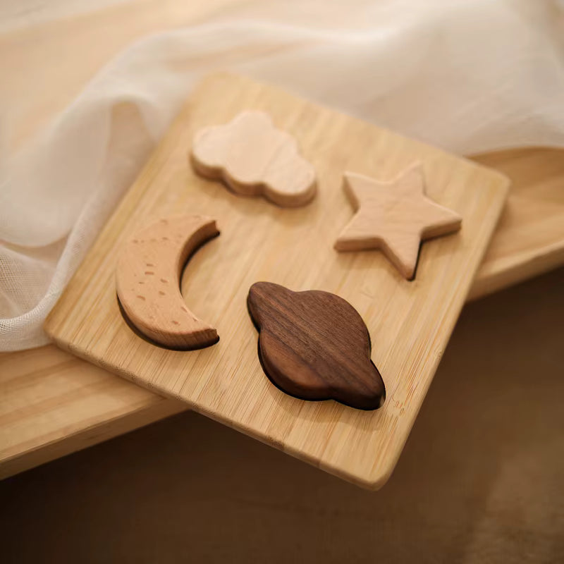 Montessori Wooden Moon and Stars Puzzle