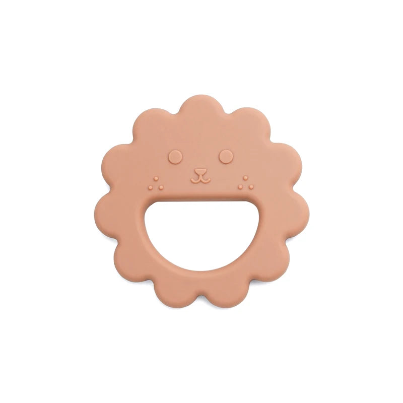 Muted clay sunflower face silicone teether