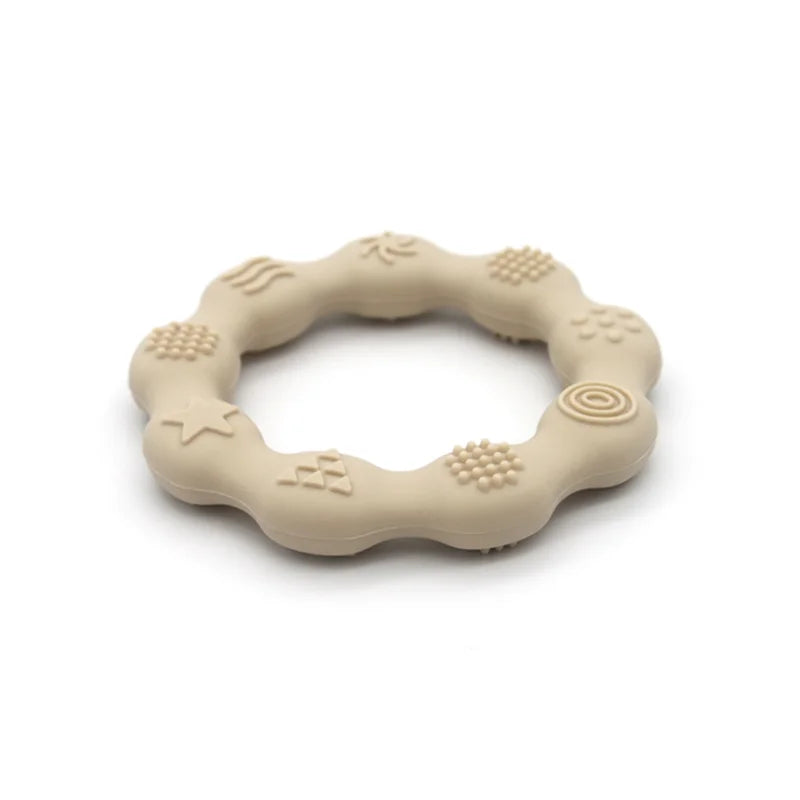 Cream wavy silicone teething ring