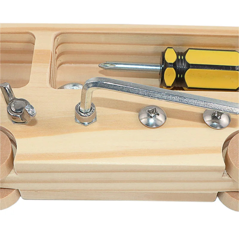 Wooden Busy Bus Screw & Bolt Set | Oliver Montessori Toys