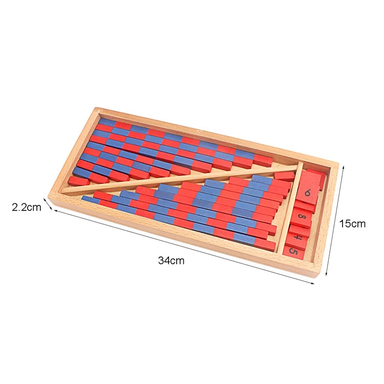 Montessori Red and Blue Rods Wooden Math Material Ages 3 and Up