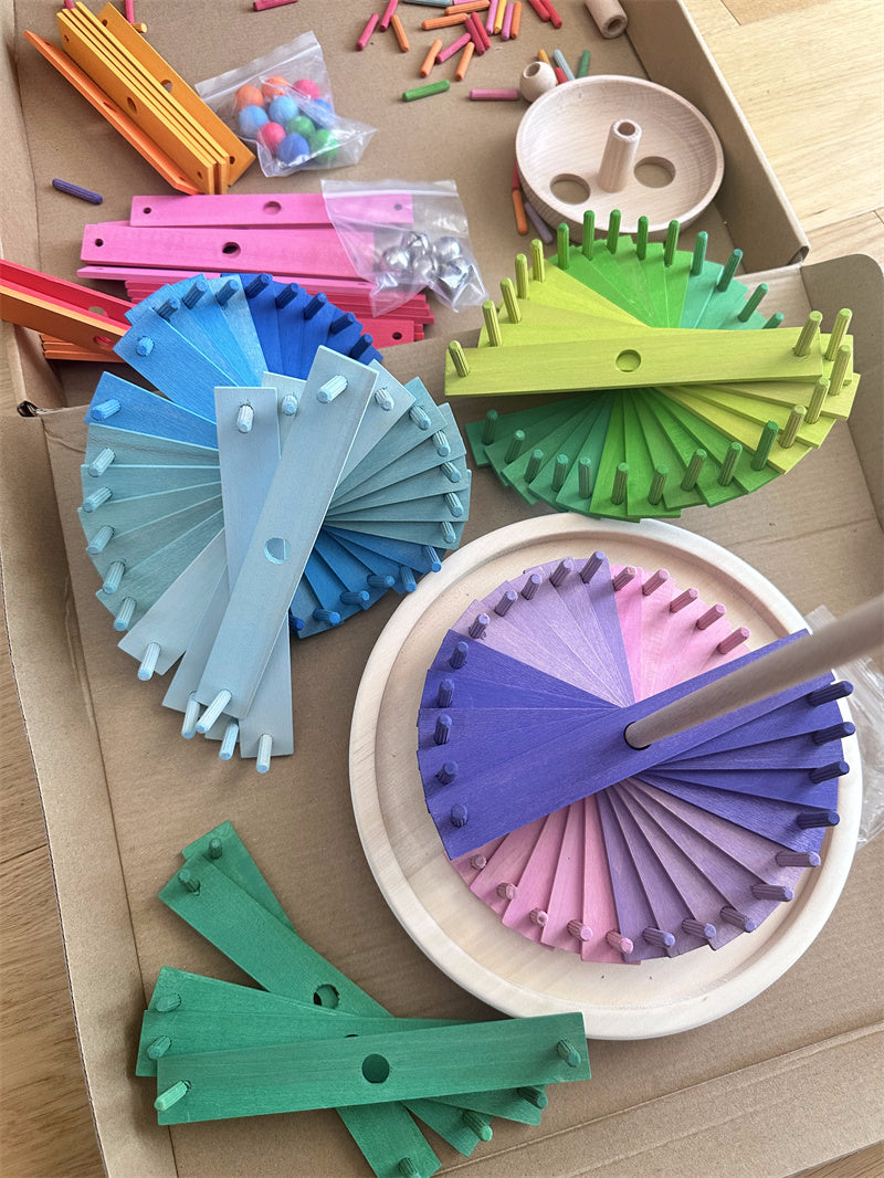 Wooden Rainbow Spiral Marble Run Tower | Montessori STEM Toy