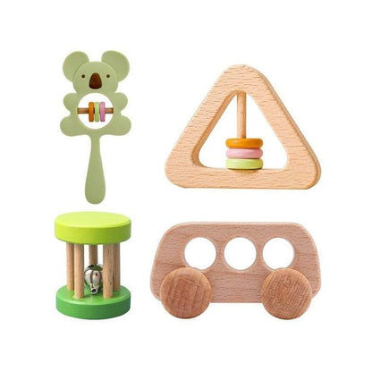Montessori 4Pcs Wooden Rattle Sets Oliver & Company Toys
