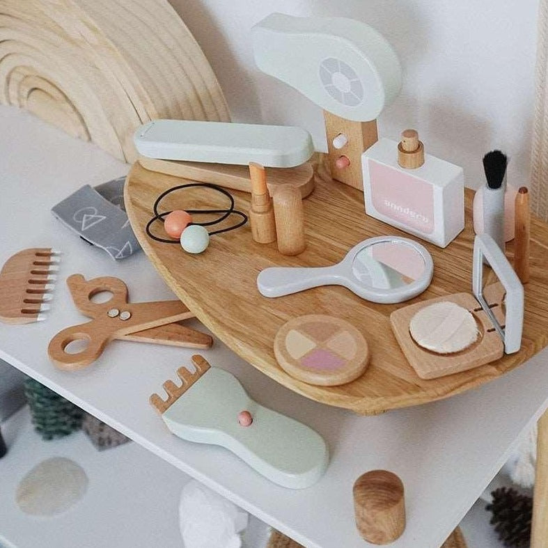 Montessori Children's Wooden Simulation Make-up & Hairstyling Set Oliver & Company Toys