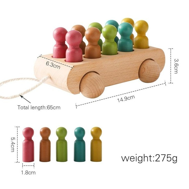 Montessori Colorful Peg Doll Car Oliver & Company Toys