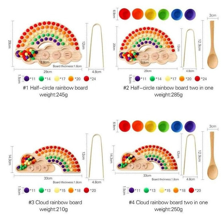 Montessori Rainbow Wooden Color Sorting Sensory Board Oliver & Company Toys