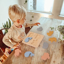 Montessori Wood and Silicone Puzzle  Oliver & Company Montessori Toys   